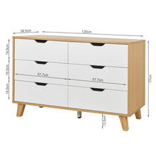 Load image into Gallery viewer, r-22253S-chertz-Wooden-Low-Boy-6-Drawers-Oak-6