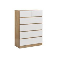 Load image into Gallery viewer, new_22197_harris_6_drawers_tallboy_-_oak_white-3_95cc1572-c2ed-4103-8592-95ee70e6bfb4