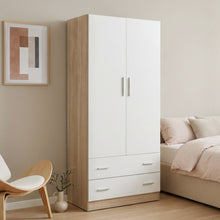Load image into Gallery viewer, Bram 2 Door Wardrobe with 2 Drawers - Oak + White