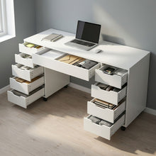Load image into Gallery viewer, Ennova Rolling Computer Desk with Drawers - White