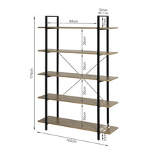 Load image into Gallery viewer, Forge 5 Tier Bookshelf - Light Grey Wood