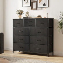 Load image into Gallery viewer, Natalia 10 Drawers Lowboy Chest Dresser - Dark Grey