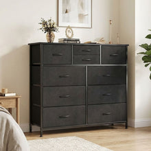 Load image into Gallery viewer, Natalia 10 Drawers Lowboy Chest Dresser - Dark Grey