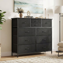 Load image into Gallery viewer, Natalia 10 Drawers Lowboy Chest Dresser - Dark Grey