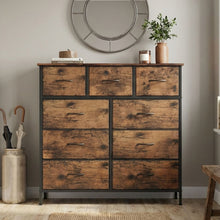 Load image into Gallery viewer, Madilyn 9 Drawer Fabric Tallboy - Rustic Brown