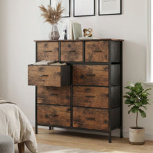 Load image into Gallery viewer, Madilyn 9 Drawer Fabric Tallboy - Rustic Brown