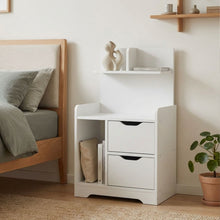 Load image into Gallery viewer, Finn Bedside Table with Shelves - White