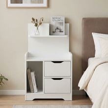 Load image into Gallery viewer, Finn Bedside Table with Shelves - White