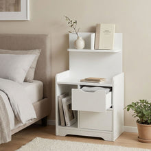 Load image into Gallery viewer, Finn Bedside Table with Shelves - White