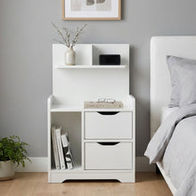 Load image into Gallery viewer, Finn Bedside Table with Shelves - White
