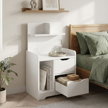 Load image into Gallery viewer, Finn Bedside Table with Shelves - White