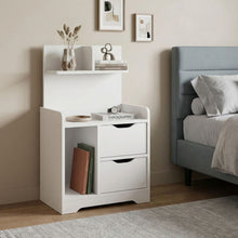 Load image into Gallery viewer, Finn Bedside Table with Shelves - White