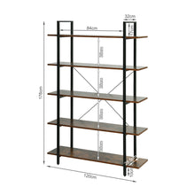 Load image into Gallery viewer, Forge 5 Tier Bookshelf - Rustic Brown