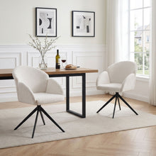 Load image into Gallery viewer, Carmen Boucle Swivel Dining ArmChairs - Set of 2 - Milky White