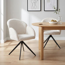 Load image into Gallery viewer, Carmen Boucle Swivel Dining ArmChairs - Set of 2 - Milky White