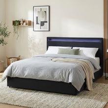 Load image into Gallery viewer, Glimora PU Queen Gas Lift Storage Bed Frame - Black