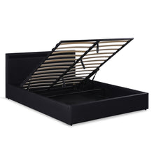 Load image into Gallery viewer, Glimora PU Queen Gas Lift Storage Bed Frame - Black