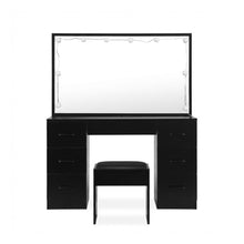Load image into Gallery viewer, Lisianthus 2 Piece Dressing Table with Mirror &amp; Stool Set - Black