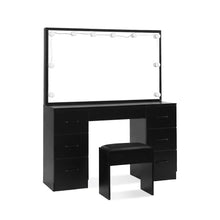 Load image into Gallery viewer, Lisianthus 2 Piece Dressing Table with Mirror &amp; Stool Set - Black