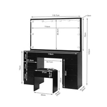 Load image into Gallery viewer, Lisianthus 2 Piece Dressing Table with Mirror &amp; Stool Set - Black