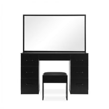 Load image into Gallery viewer, 24288-wisteria-2-piece-dressing-table-with-mirror-stool-set-black-2602127