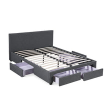 Load image into Gallery viewer, Geolux Queen Bed Frame with 4 Drawers - Dark Grey (p1=0.174m³-11.5kg)(p2=0.114m³-18.0kg)(p3=0.081m³-16.5kg)(T=0.369m³-46.0kg)