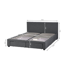 Load image into Gallery viewer, Geolux Queen Bed Frame with 4 Drawers - Dark Grey (p1=0.174m³-11.5kg)(p2=0.114m³-18.0kg)(p3=0.081m³-16.5kg)(T=0.369m³-46.0kg)