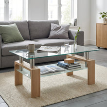 Load image into Gallery viewer, 23892_ollie-tempered-glass-rectangle-coffee-table-95x55cm-oak-2602245