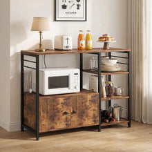 Load image into Gallery viewer, Toko Kitchen Storage Cabinet Shelf Microwave Stand - Rustic Brown