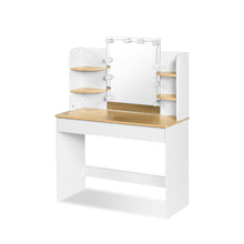 Load image into Gallery viewer, Celosia 2 Piece Dressing Table with Mirror &amp; Stool Set - White + Natural