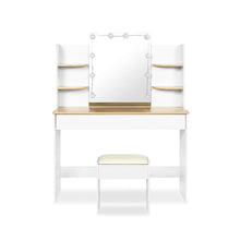 Load image into Gallery viewer, Celosia 2 Piece Dressing Table with Mirror &amp; Stool Set - White + Natural