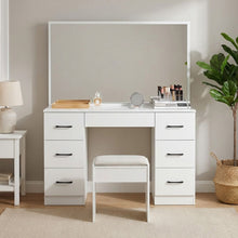 Load image into Gallery viewer, Wisteria 2 Piece Dressing Table with Mirror &amp; Stool Set - White