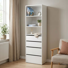 Load image into Gallery viewer, DELTA 4 Drawer &amp; 3 Shelf Wardrobe - WHITE (p1=0.047m - 18.5kg)(p2=0.054m - 24.0kg)(T=0.101m - 42.5kg)