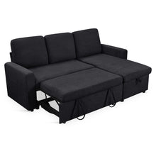 Load image into Gallery viewer, Amy 3 Seater Sofa Bed with Storage - Black