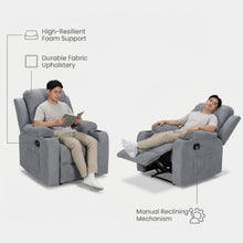Load image into Gallery viewer, Henley Fabric Manual 1 Seater Recliner Sofa - Grey