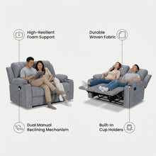 Load image into Gallery viewer, Henley Fabric Manual 2 Seater Recliner Sofa - Grey