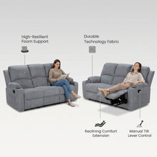 Load image into Gallery viewer, Henley Fabric Manual 3 Seater Recliner Sofa - Grey