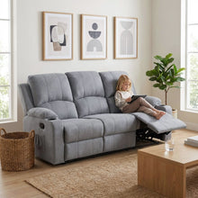 Load image into Gallery viewer, Henley Fabric Manual 3 Seater Recliner Sofa - Grey