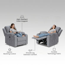 Load image into Gallery viewer, Henley Fabric Electric 1 Seater Recliner Sofa - Grey