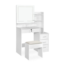 Load image into Gallery viewer, Gardenia 2 Piece Dressing Table with Mirror &amp; Stool Set - White