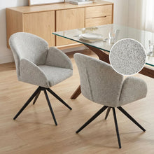 Load image into Gallery viewer, Carmen Boucle Swivel Dining ArmChairs - Set of 2 - Silver Grey
