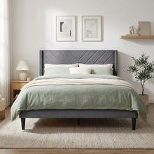 Load image into Gallery viewer, 23192-bassie-double-bed-frame-light-grey-2603052