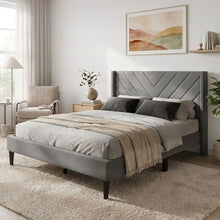 Load image into Gallery viewer, 23192-bassie-double-bed-frame-light-grey-2603054