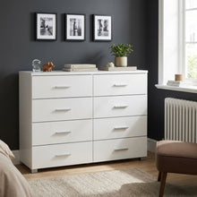 Load image into Gallery viewer, Garrett Lowboy 8 Drawer Chest Dresser - White