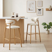 Load image into Gallery viewer, Indigo Fabric Bar Stool - Set of 2 - Beige