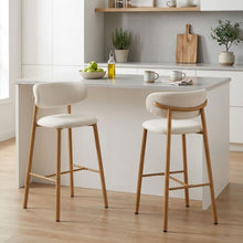 Load image into Gallery viewer, Indigo Fabric Bar Stool - Set of 2 - Beige
