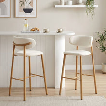 Load image into Gallery viewer, Indigo Fabric Bar Stool - Set of 2 - Beige