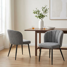 Load image into Gallery viewer, Ines Embossed Velvet Dining Chairs - Set of 2 - Dark Grey