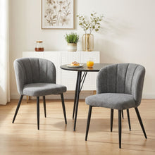 Load image into Gallery viewer, Ines Embossed Velvet Dining Chairs - Set of 2 - Dark Grey