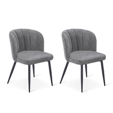 Load image into Gallery viewer, Ines Embossed Velvet Dining Chairs - Set of 2 - Dark Grey